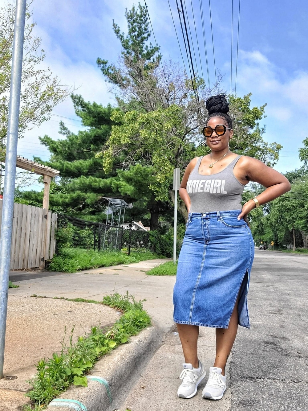 Levi's Women's Blue Denim Midi Skirt with Side Slit